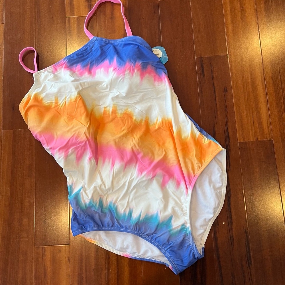 New NWT Decree Multicolor Tie Dye Swimsuit One-Piece Swim Style Plus Size 1X